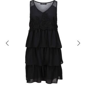 TWINSET Style PA62LA Loose Flare Silk Mesh Lace Layered Black Dress SZ XS/Small